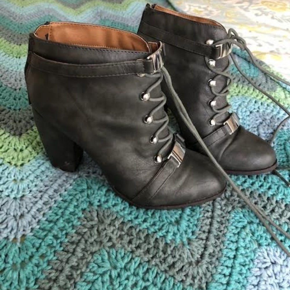 Grey Heeled Booties